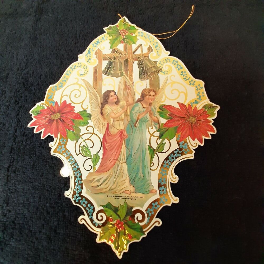 Vtg 1994 Shackman Reproduction Antique Victorian Die Cut Angel  Ornament Retro